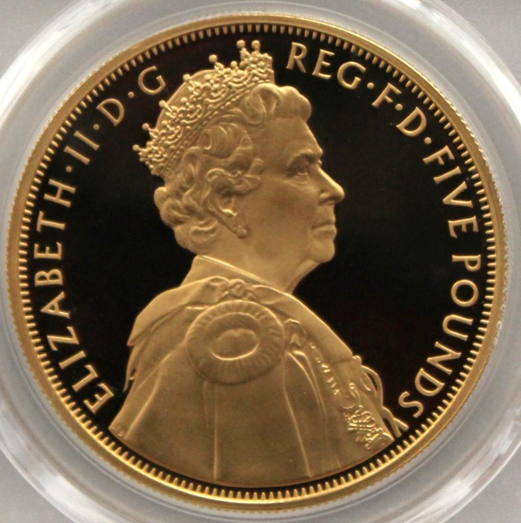 2012年イギリス 即位60周年￡5銀貨 PCGS PR70DCAM 金メッキ
