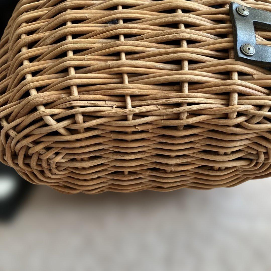 エバゴス♡2本編みカゴバッグ♡紅籐♡ブライドルレザー♡ブラック♡美品♡日本製