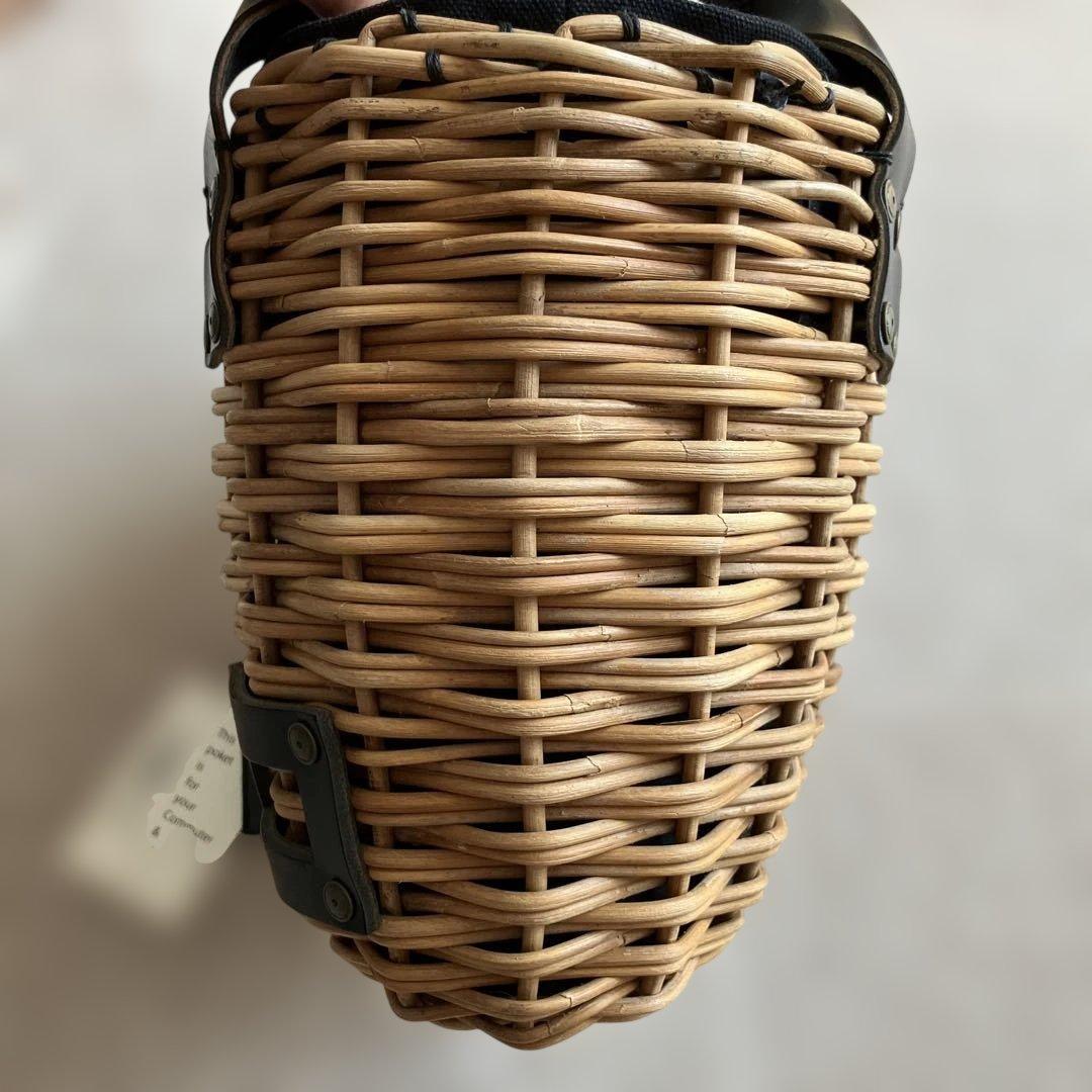 エバゴス♡2本編みカゴバッグ♡紅籐♡ブライドルレザー♡ブラック♡美品♡日本製