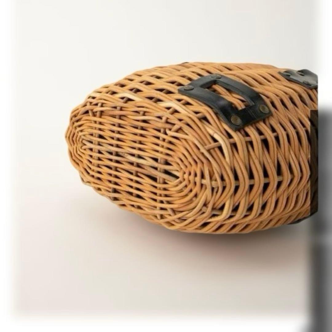 エバゴス♡2本編みカゴバッグ♡紅籐♡ブライドルレザー♡ブラック♡美品♡日本製