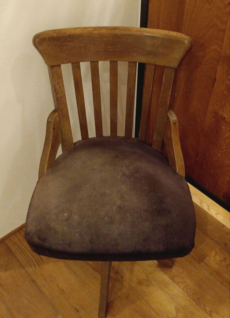 和製アンティーク 回転椅子 ナラ材 大正ロマン チェア イス レトロ ①