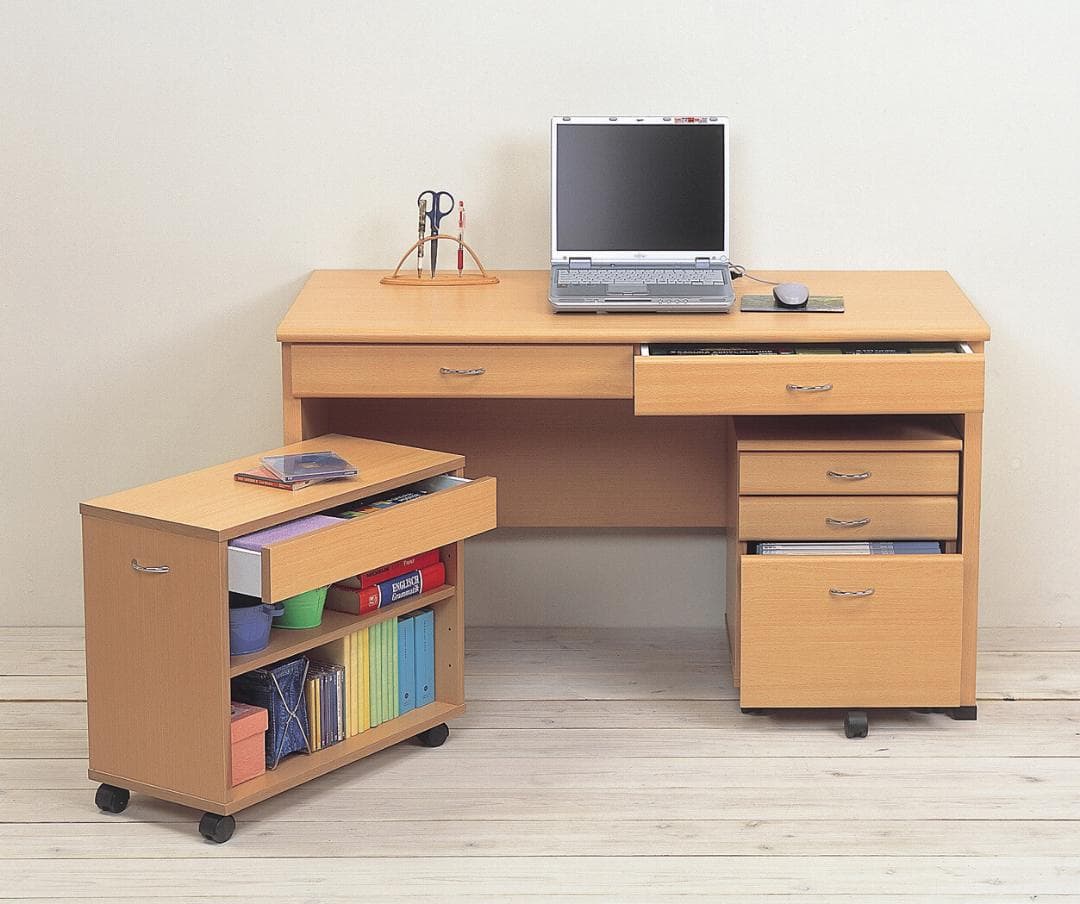 システム　デスク　チェスト　ラック　３点セット　機能的　キャスター付き