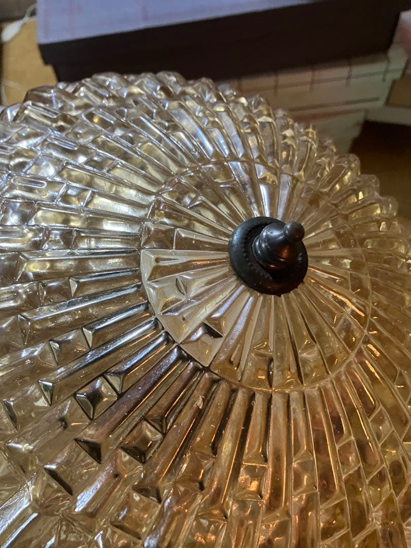 ビンテージ　アンバーランプ　ガラス　ランプシェード　照明　ペンダント