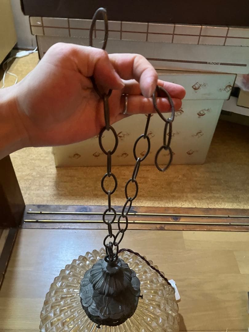 ビンテージ　アンバーランプ　ガラス　ランプシェード　照明　ペンダント