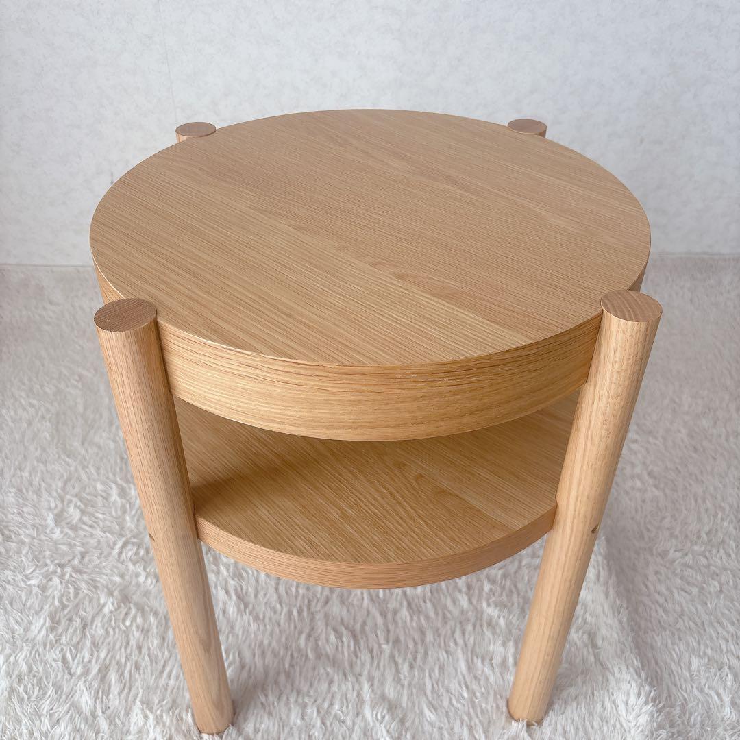 美品】 シリンダ サイドテーブル 丸テーブル ウッド オーク ナチュラル