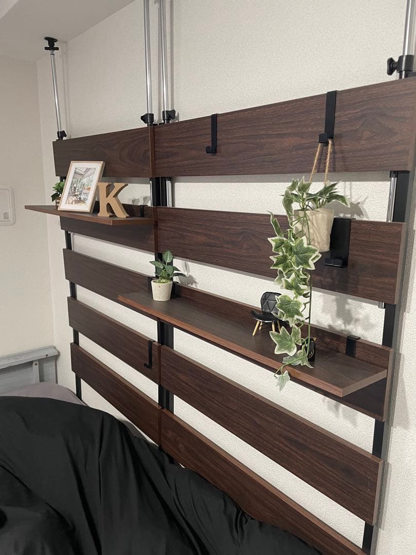 RASIK 木製壁面ラック ブラウン×ブラック 80cm幅