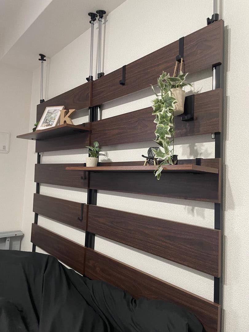 RASIK 木製壁面ラック ブラウン×ブラック 80cm幅