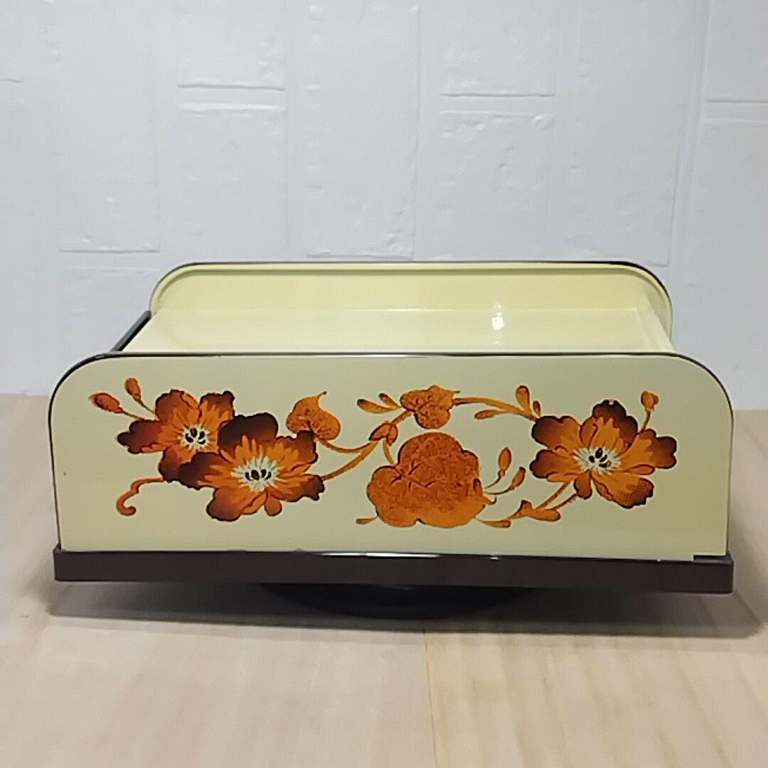 昭和レトロ 回転式 卓上電話台 引き出し付き 花柄 プラスチック 収納