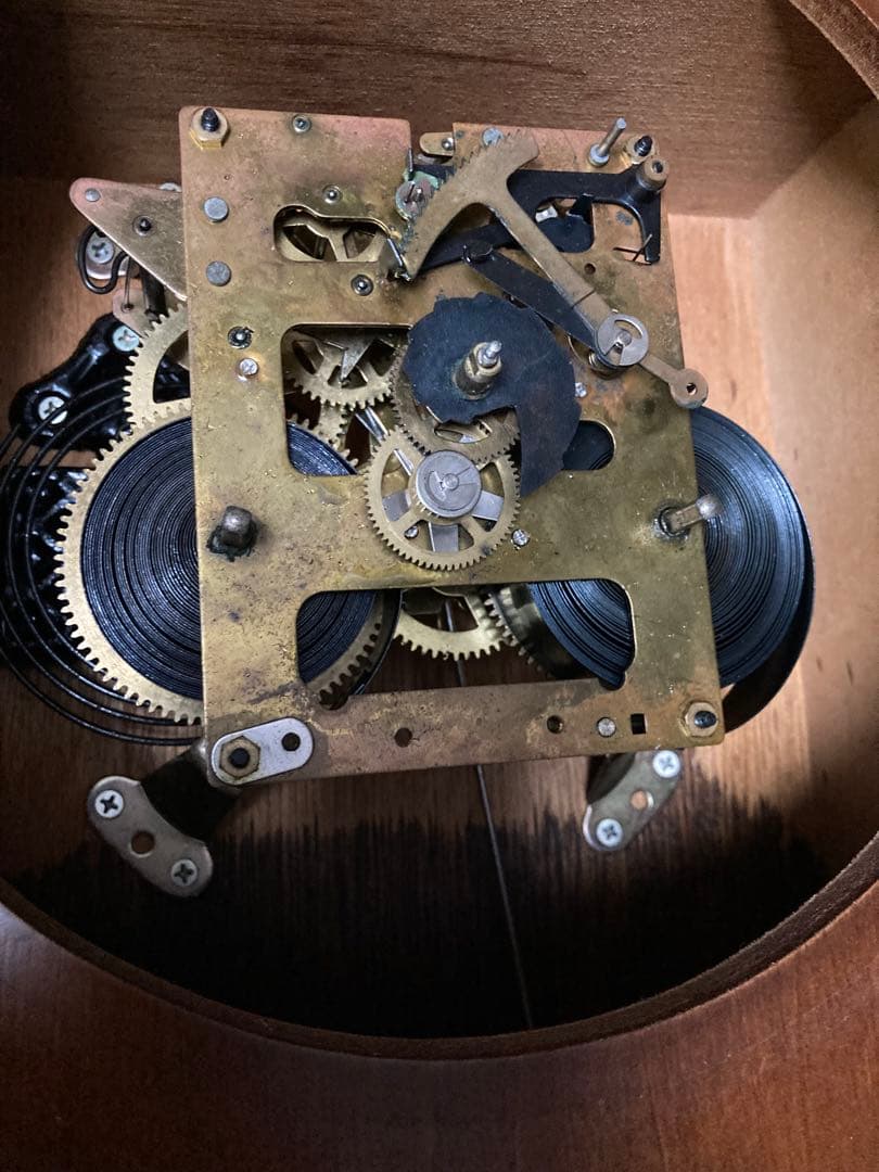 希少 アンティーク柱時計 堀田時計店 CROWNFAN ダルマ四つ丸 稼働中