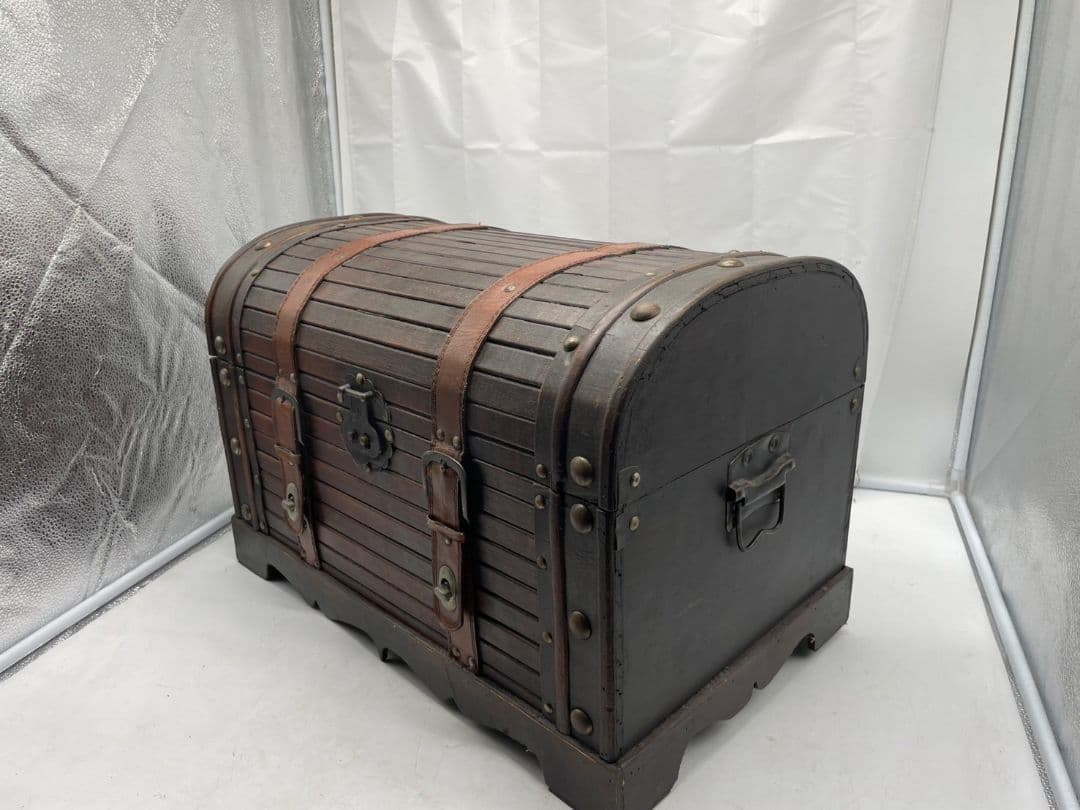 (iy/7.31/10)宝箱型収納　レトロ木箱