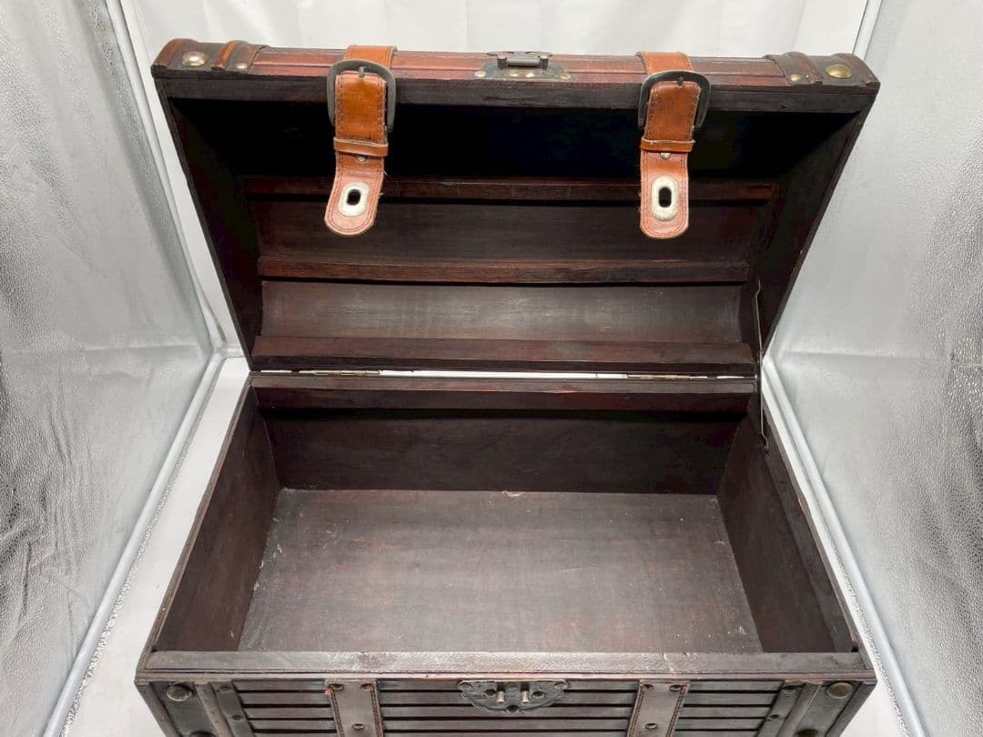 (iy/7.31/10)宝箱型収納　レトロ木箱