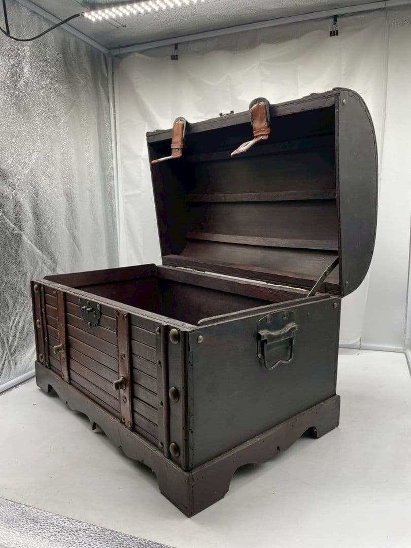 (iy/7.31/10)宝箱型収納　レトロ木箱