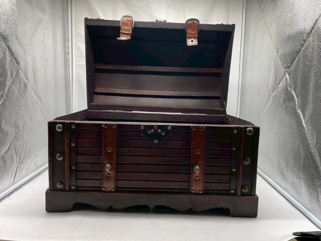 (iy/7.31/10)宝箱型収納　レトロ木箱