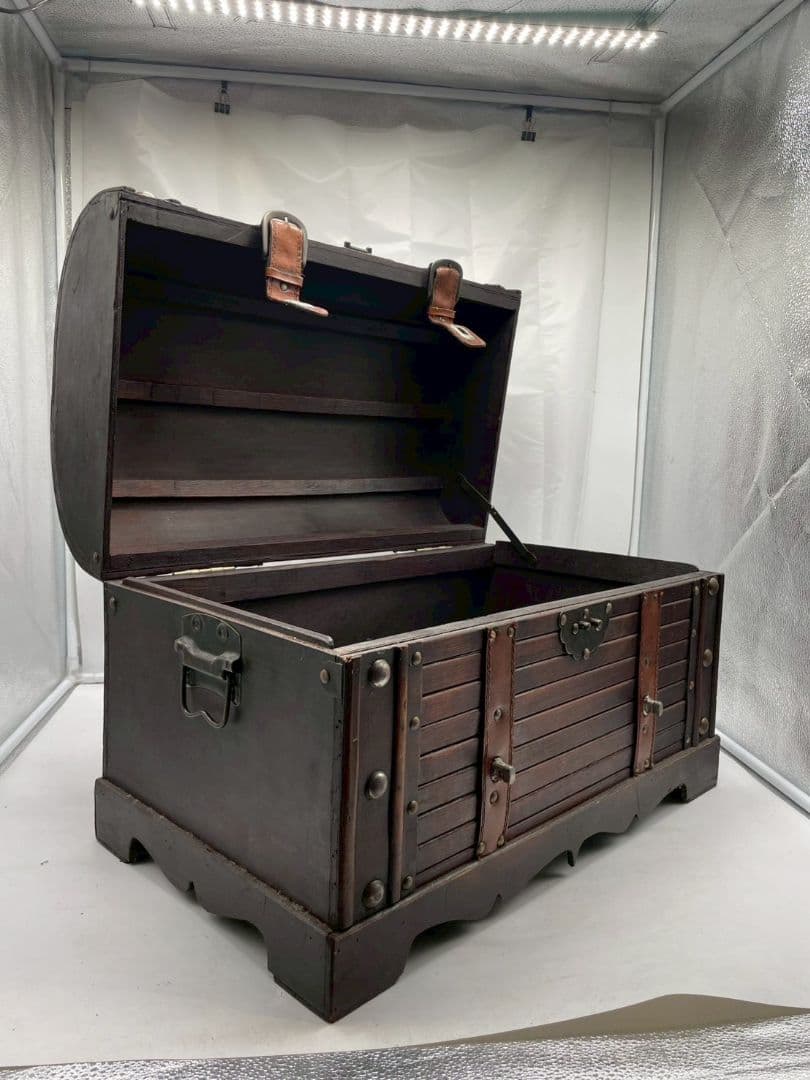 (iy/7.31/10)宝箱型収納　レトロ木箱