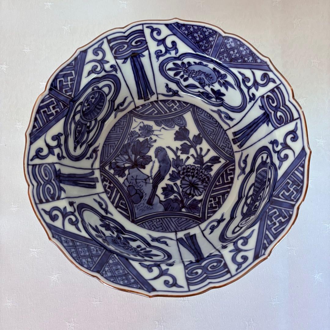 五山窯　林淡幽　染付兜鉢　箱付き