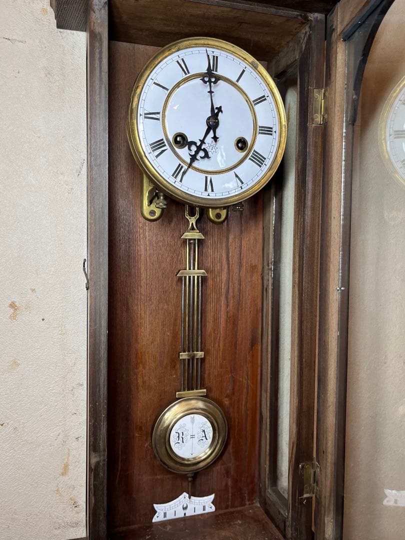 ユンハンス　黒柿　柱時計　古時計　振り子　レトロ　ゼンマイ　ボンボン　精工舎