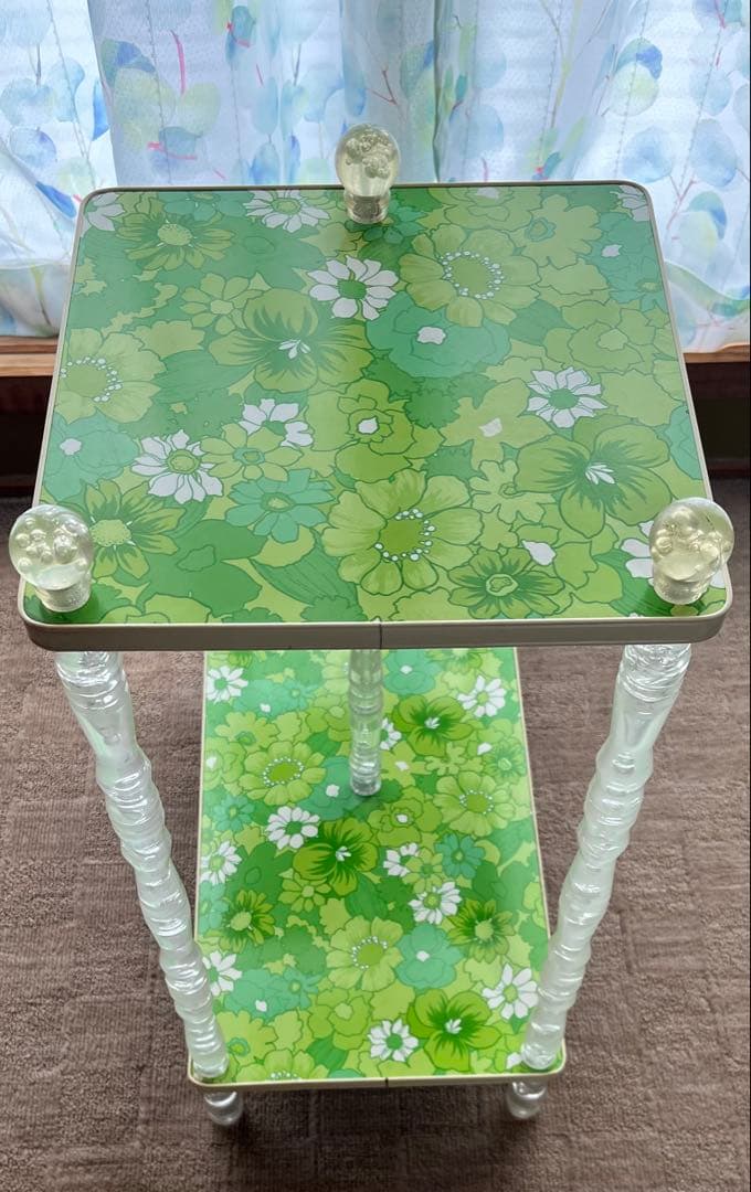 花柄 サイドテーブル 花台 飾り棚 レトロポップ 昭和レトロ