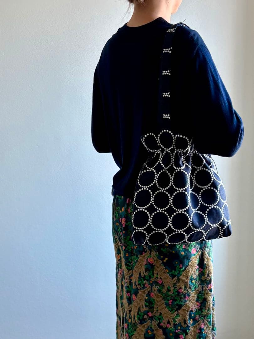 ミナペルホネン生地使用 ✳︎ tambourine 巾着バッグB