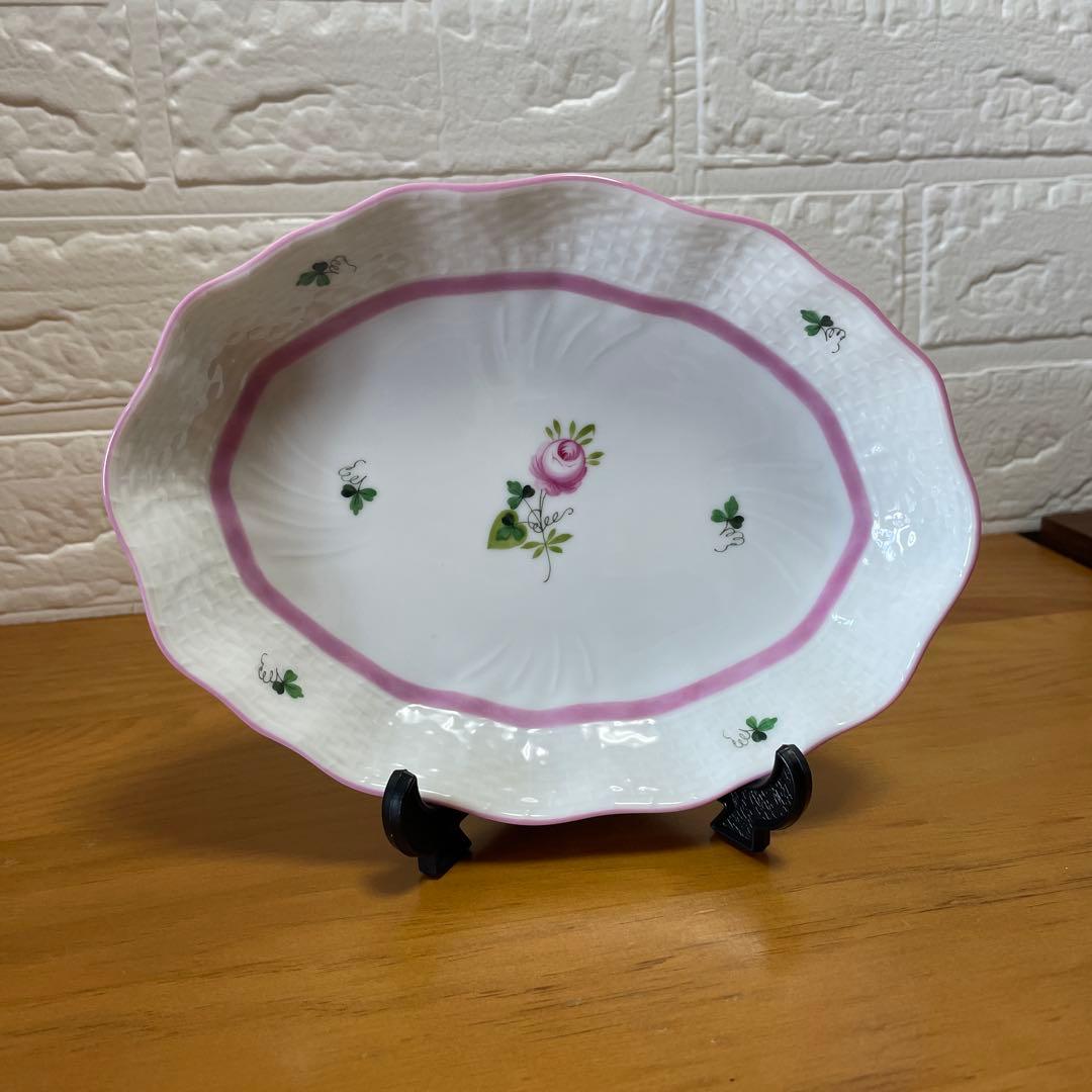 ヘレンド ウィーンの薔薇 ピンク オーバルディッシュ　2枚セット