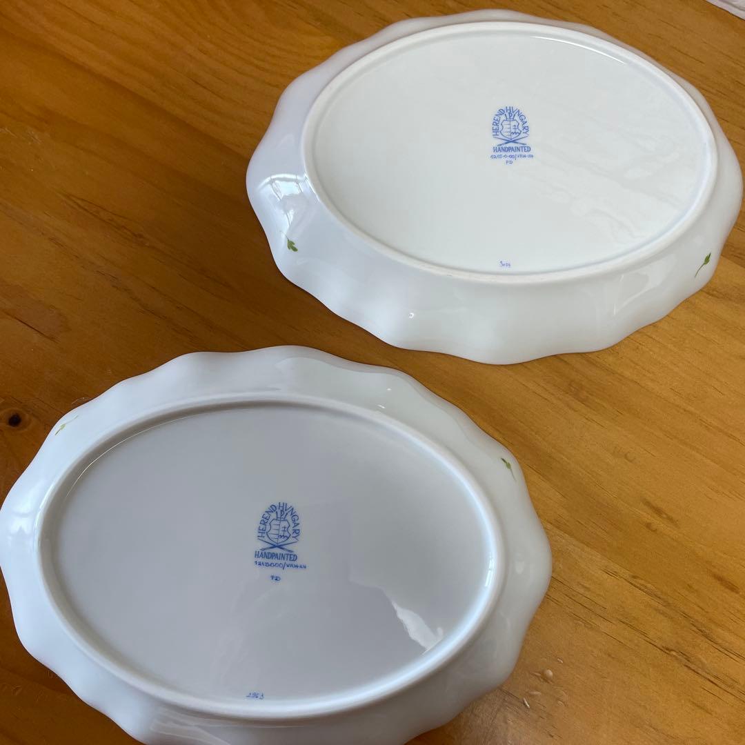 ヘレンド ウィーンの薔薇 ピンク オーバルディッシュ　2枚セット