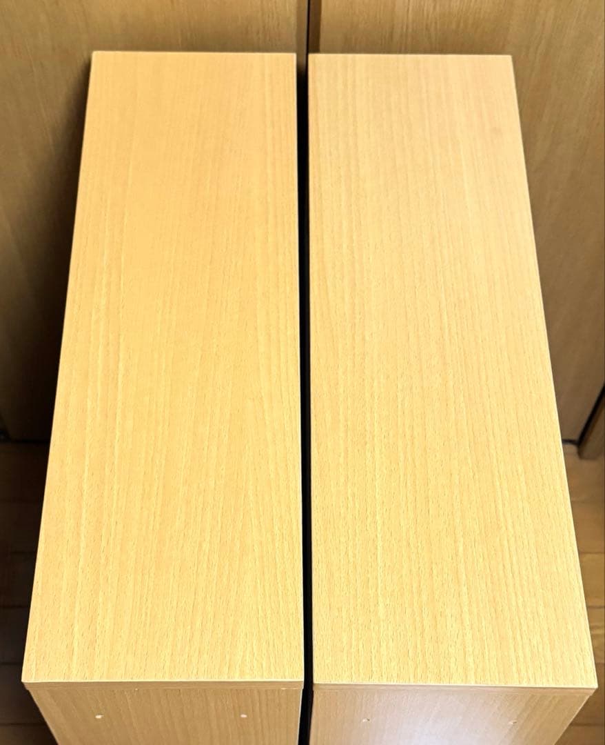 キャスター付き木製本棚　スリム型　3段　2点セット