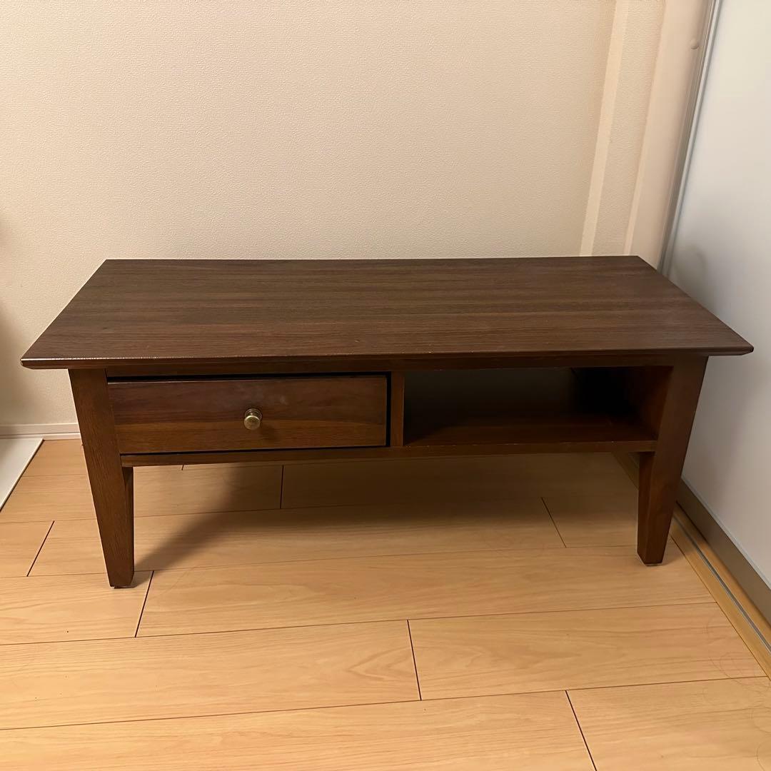 【ランドマーク】引出し付きローテーブル チーク 無垢