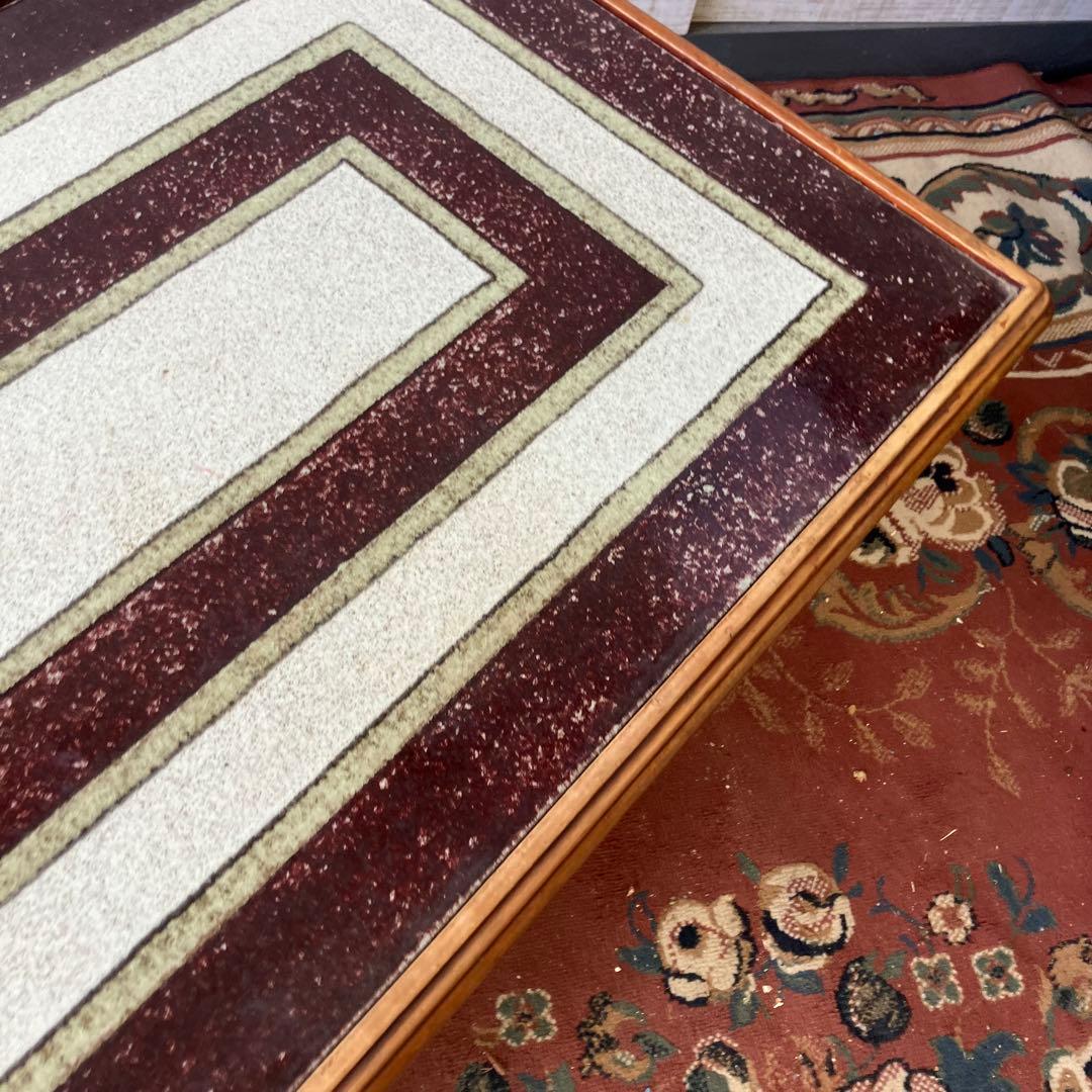 大塚家具 陶器天板 木製センターテーブル カフェテーブル クラシック 古家具