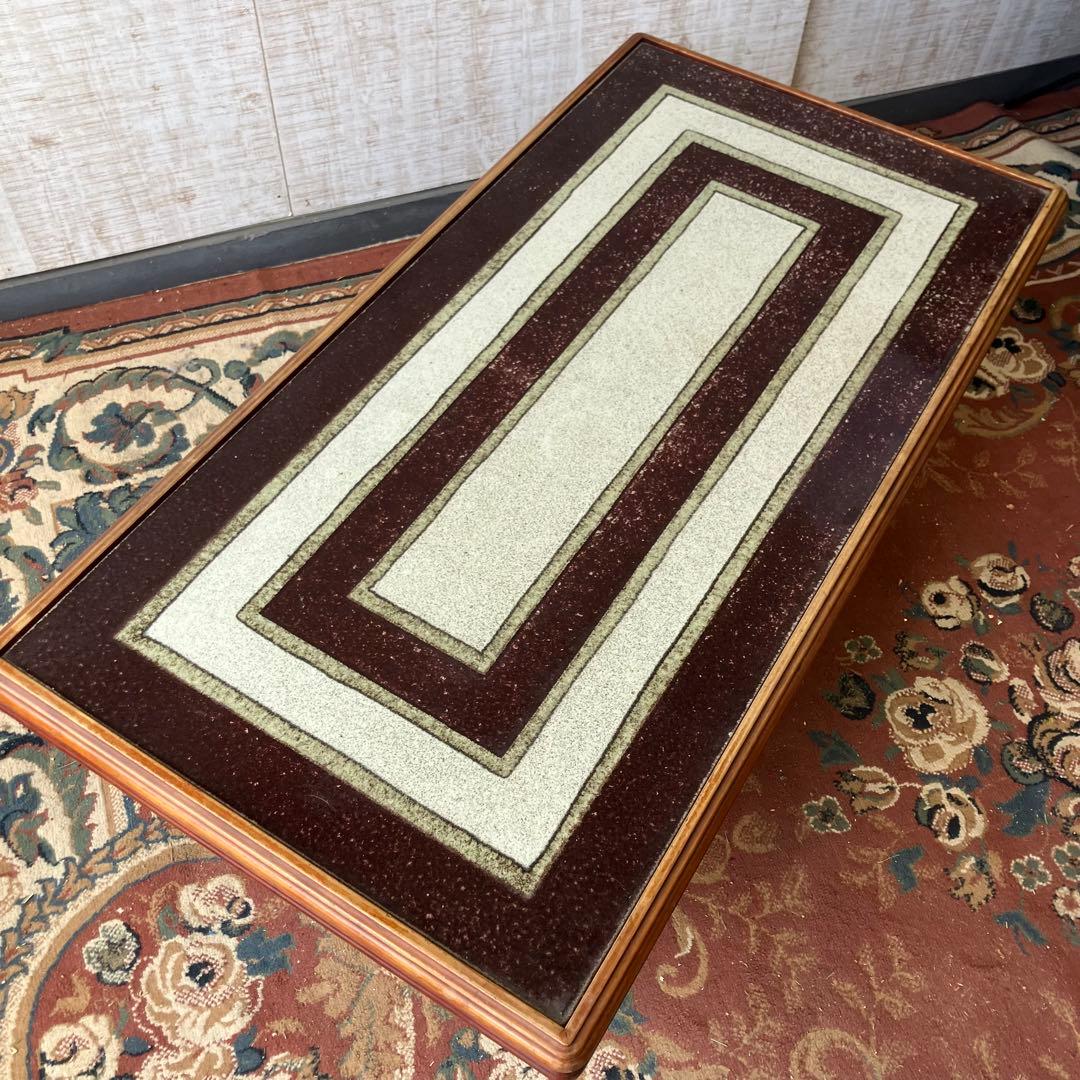 大塚家具 陶器天板 木製センターテーブル カフェテーブル クラシック 古家具
