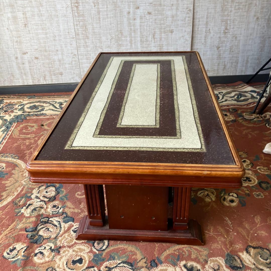 大塚家具 陶器天板 木製センターテーブル カフェテーブル クラシック 古家具