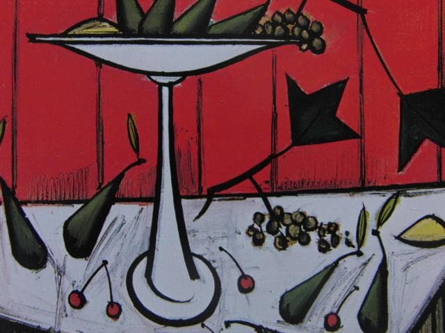 ベルナール・ビュッフェ、【赤いバックの静物】、希少画集画、状態良好