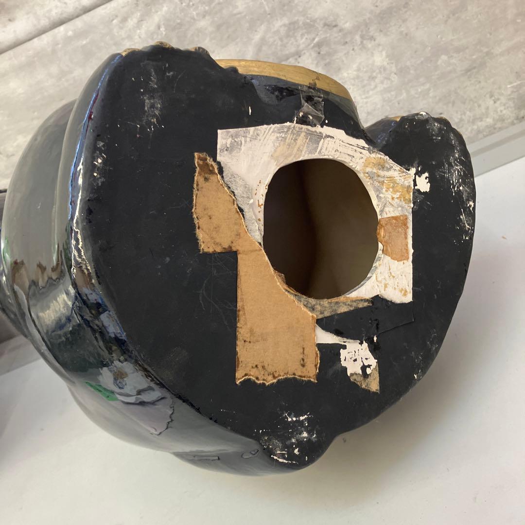 昭和レトロ 陶器製 貯金箱 黒猫 大型招き猫 まねきねこ 億万両 古道具オブジェ