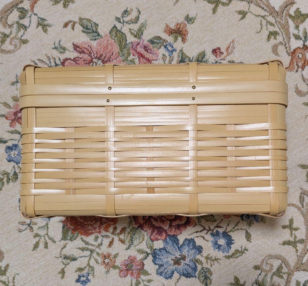 おしろ角物店　竹製 蓋付きバスケット（マスクケース）