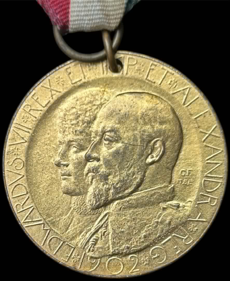 イギリス 1902 戴冠式 金メッキ青銅メダル エドワード7世 延期前の戴冠