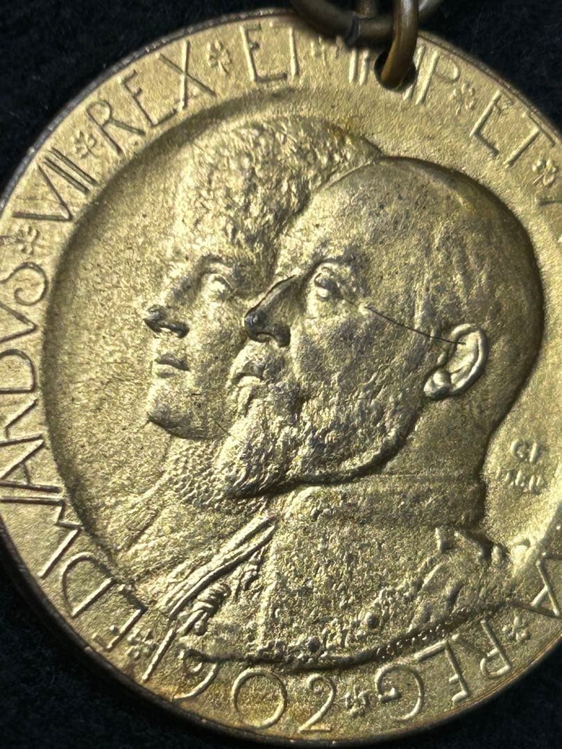 イギリス 1902 戴冠式 金メッキ青銅メダル エドワード7世 延期前の戴冠