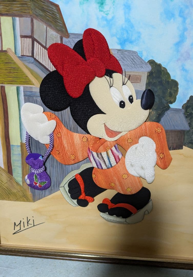 押し絵　ミッキー・ミニー お祭り