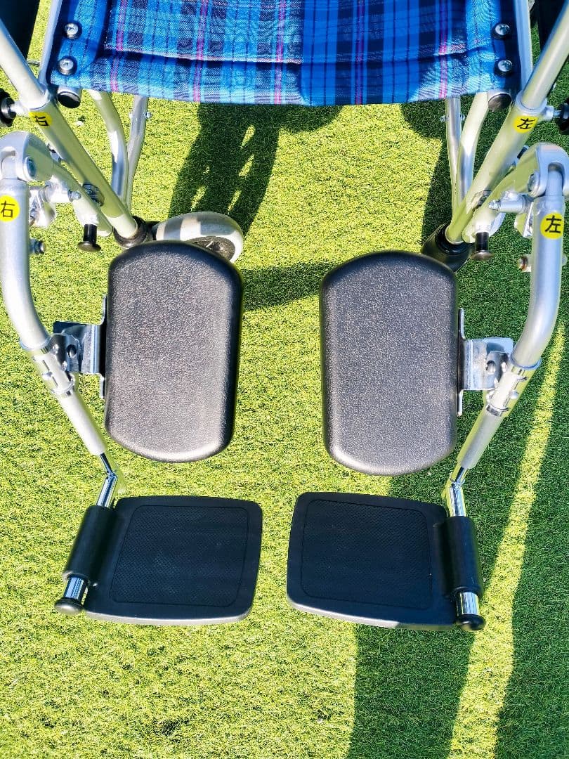 カワムラサイクル アルミフレーム 自走兼介助用 リクライニング 青紫ストライプ