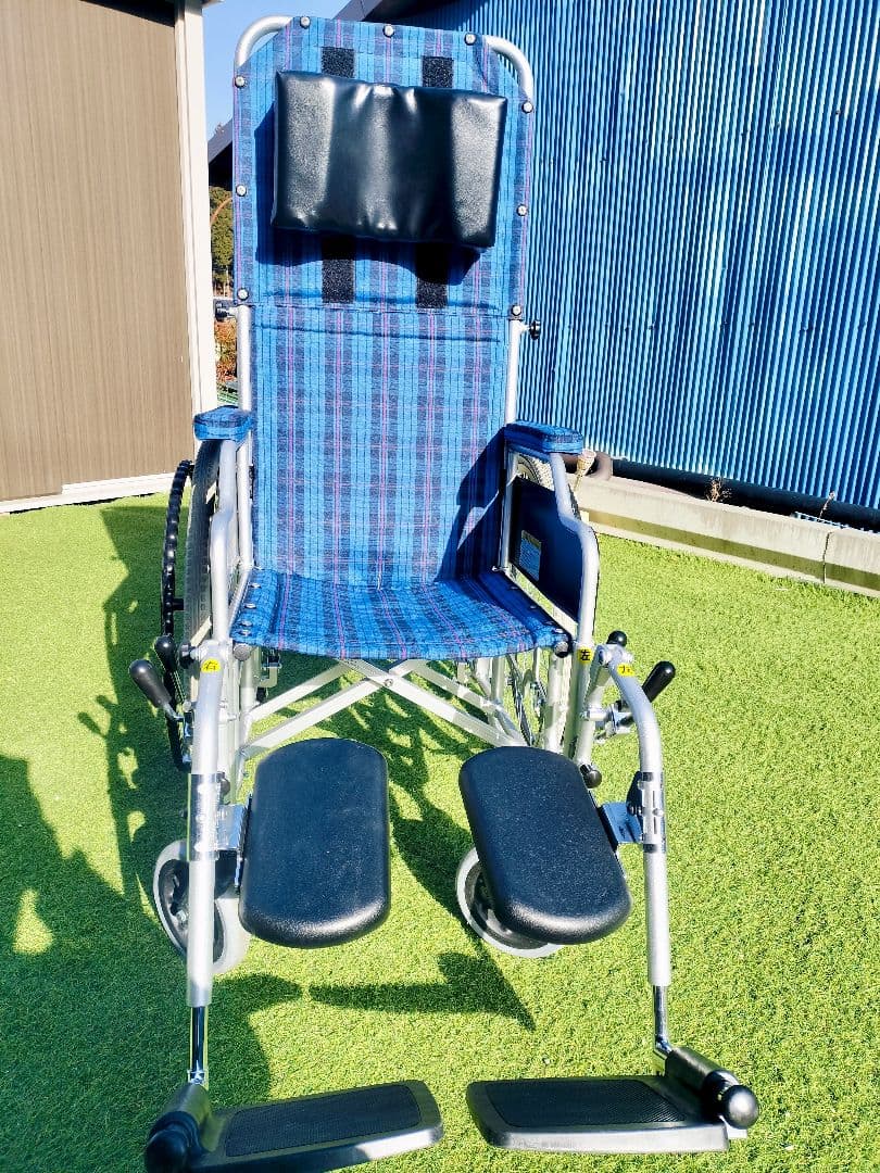 カワムラサイクル アルミフレーム 自走兼介助用 リクライニング 青紫ストライプ