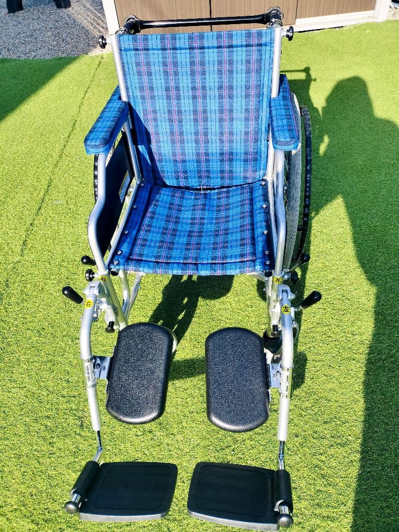 カワムラサイクル アルミフレーム 自走兼介助用 リクライニング 青紫ストライプ