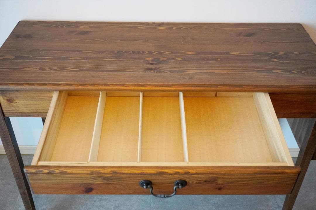 アンティーク デスク 机 引き出し付き 天然木（パイン）110×45×74