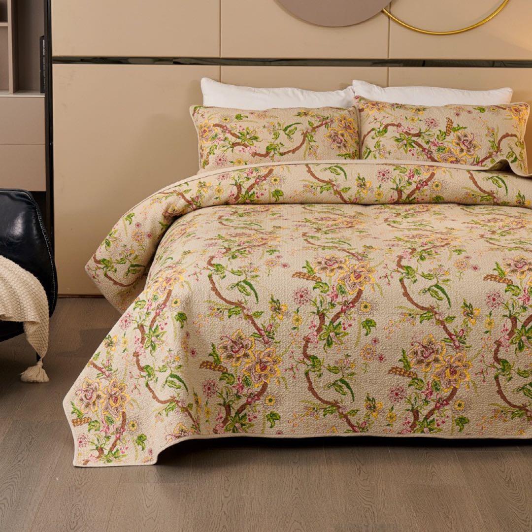 キルトベッドカバー3点セット綿マルチカバー キルティング MLD