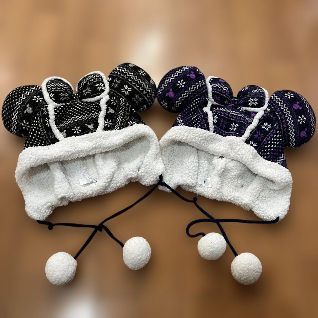 ミニー ニットとフリースのモコモコファンキャップ ノルディック柄 58