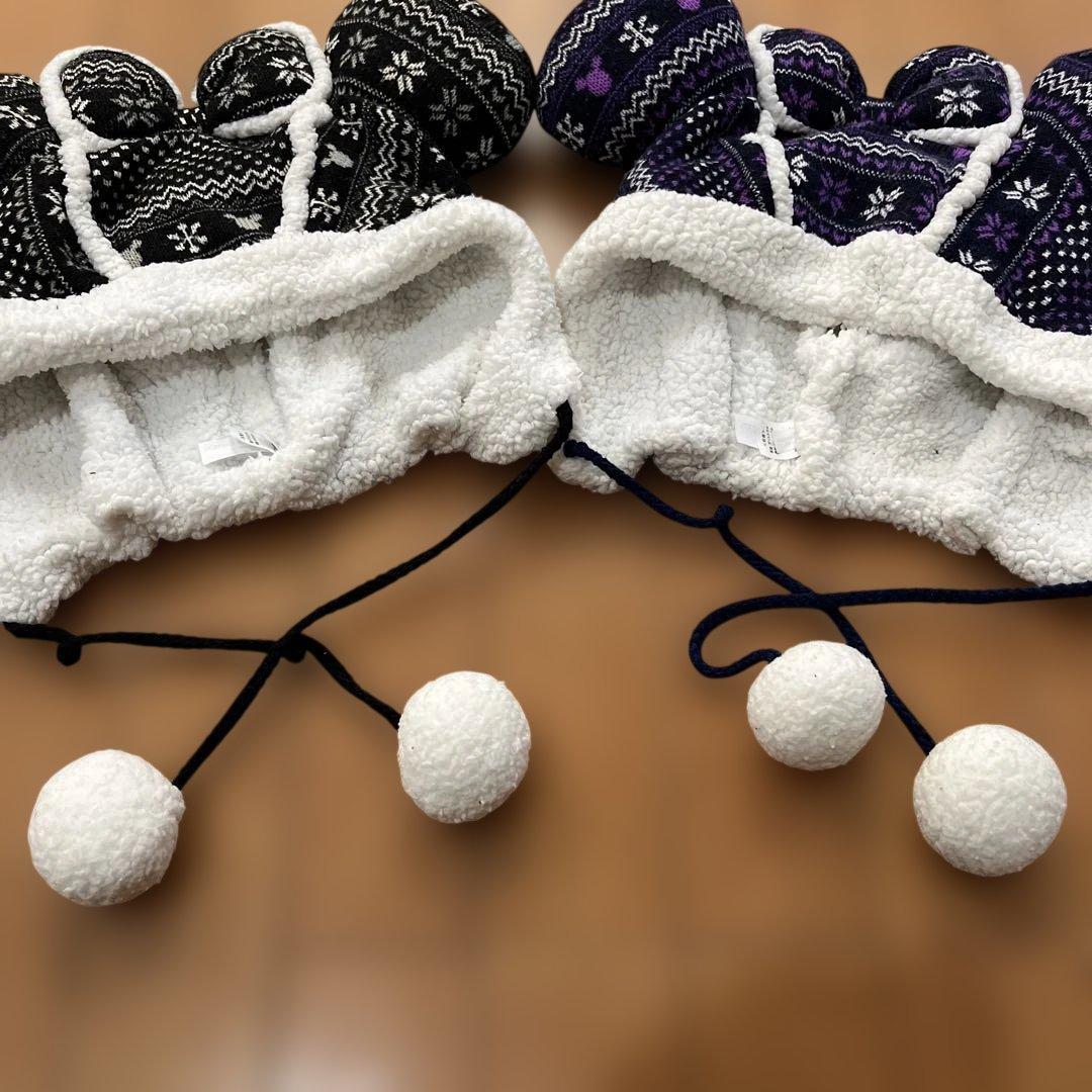 ミニー ニットとフリースのモコモコファンキャップ ノルディック柄 58