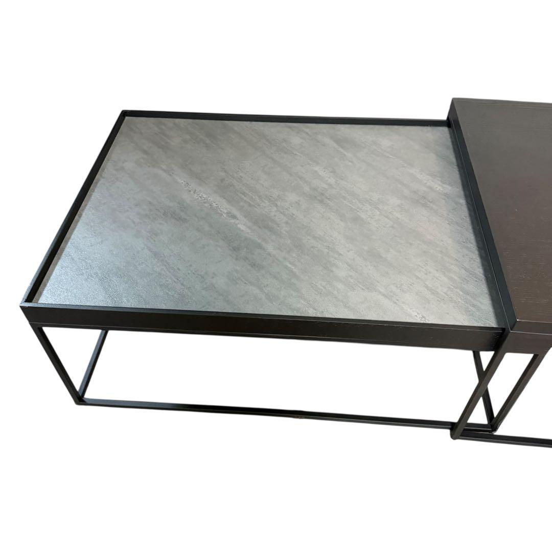 東谷 ネストローテーブル2個セット 大理石調×オーク