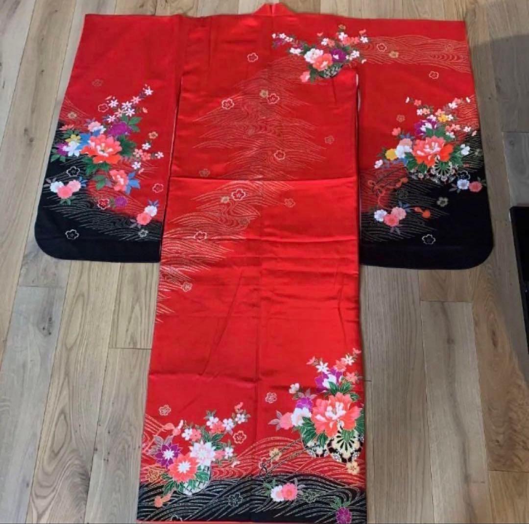 【値下げ】七五三 女の子 着物セット 赤色