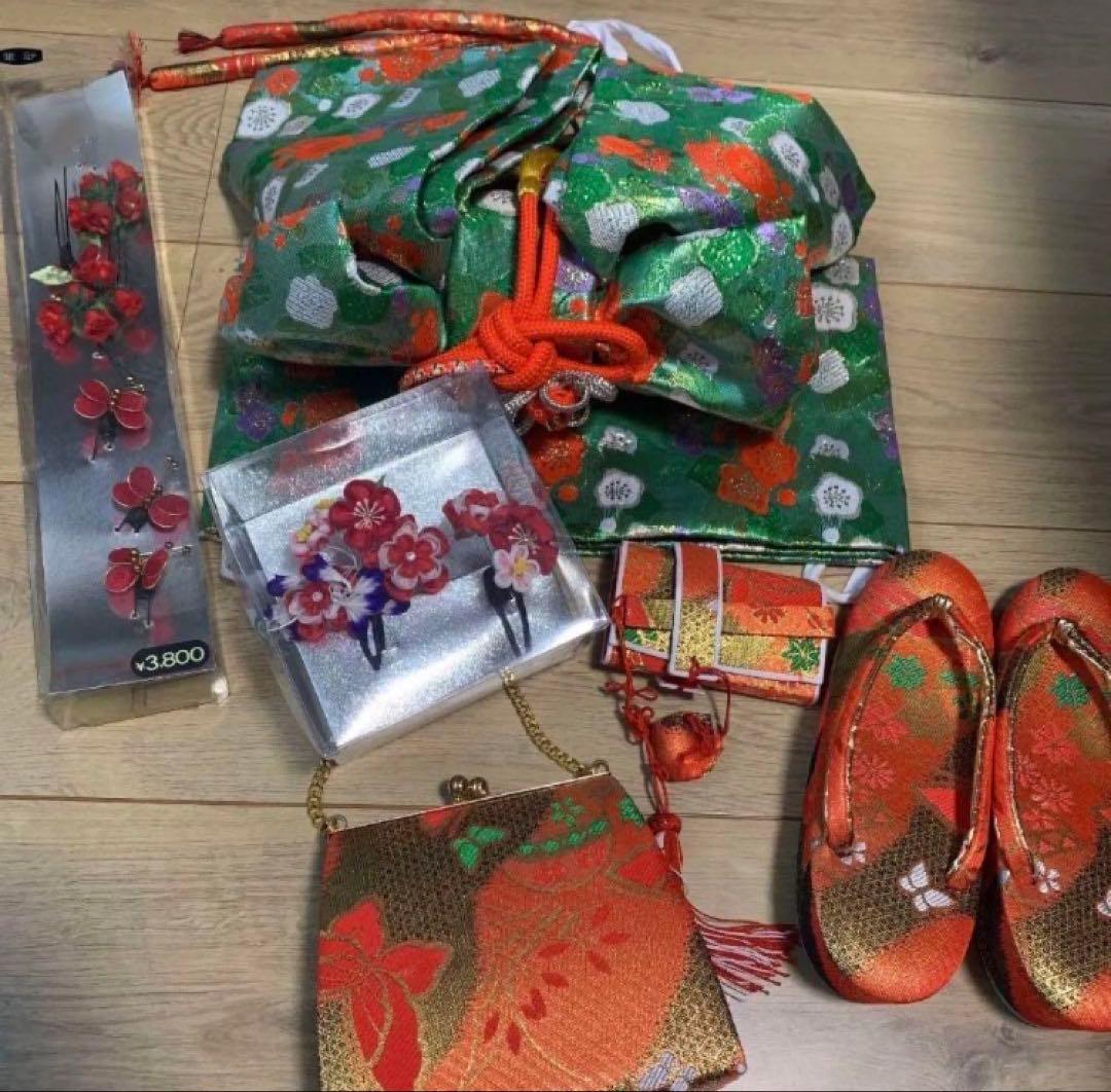 【値下げ】七五三 女の子 着物セット 赤色