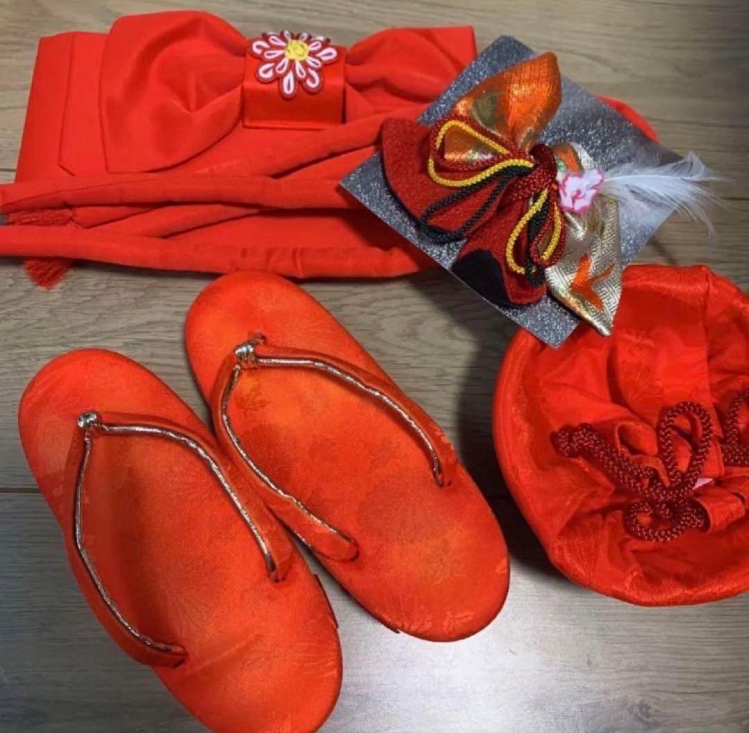 【値下げ】七五三 女の子 着物セット 赤色