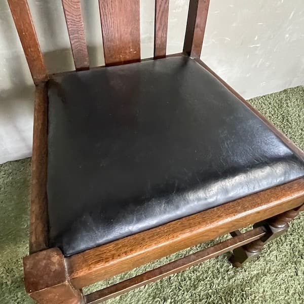 アンティーク家具 ダイニングチェア ブラックレザー ビンテージ家具