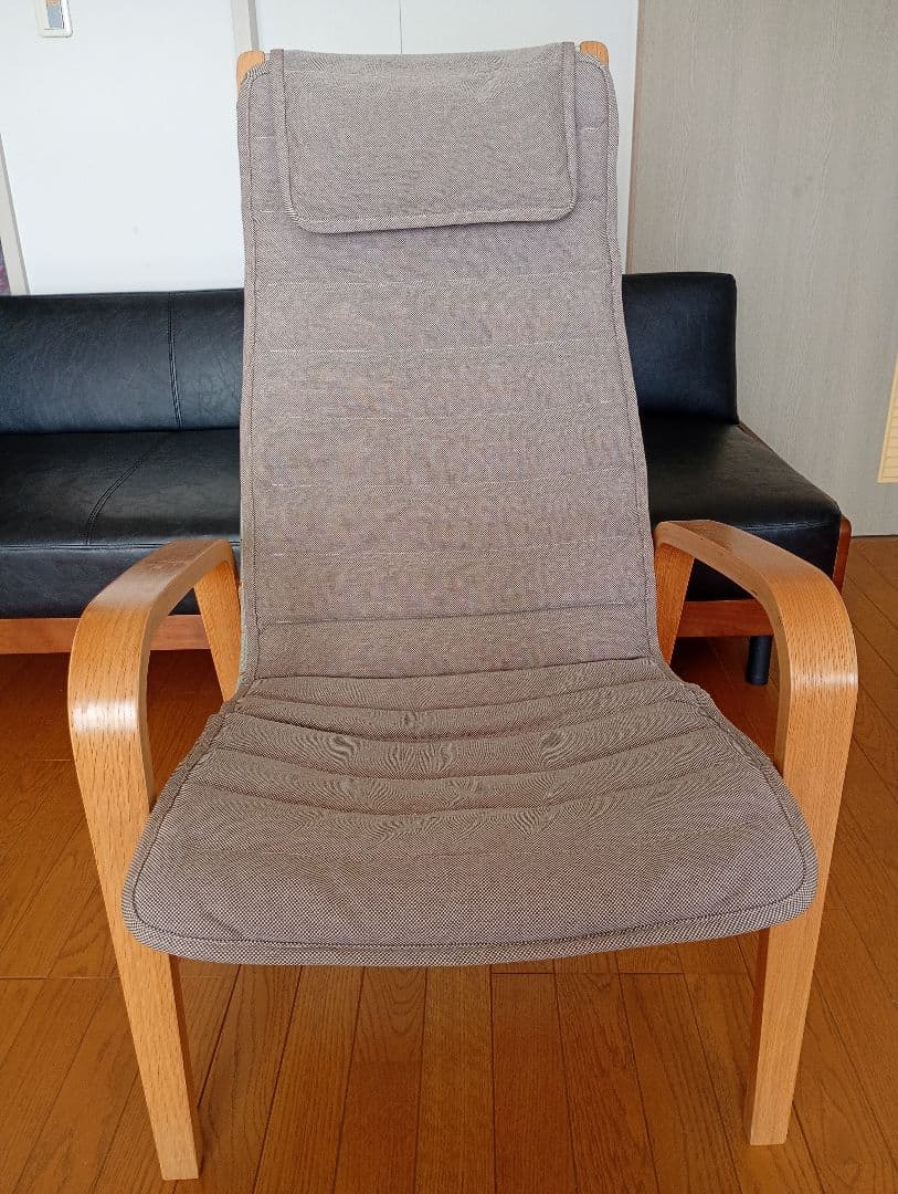 無印良品リクライニングチェア ヘッドレスト付き グレー　(カバー付き)