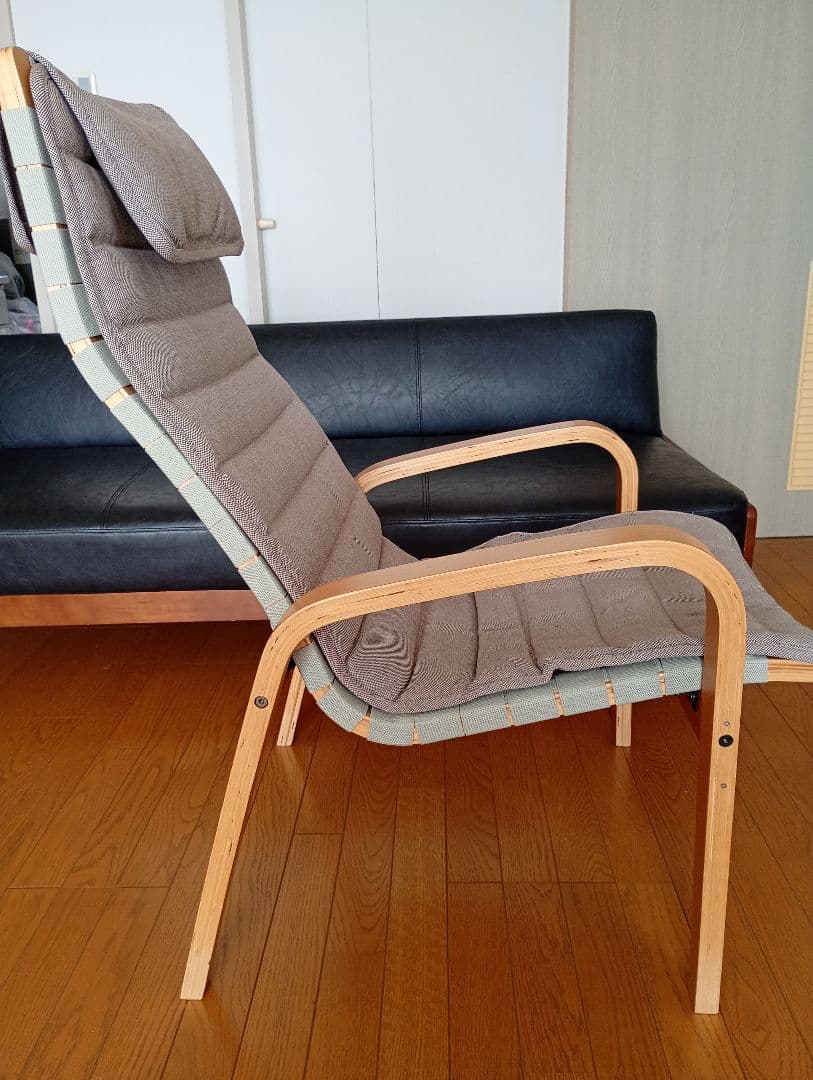 無印良品リクライニングチェア ヘッドレスト付き グレー　(カバー付き)