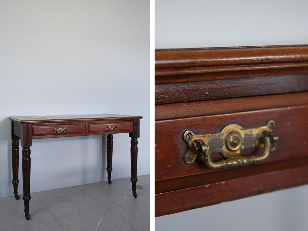 英国アンティーク古木デスク/作業台/勉強机/木製テーブル/オフィス(89-220